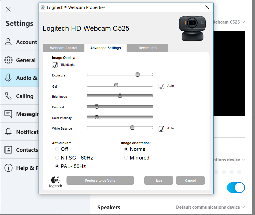 how to see your logitech camera settings